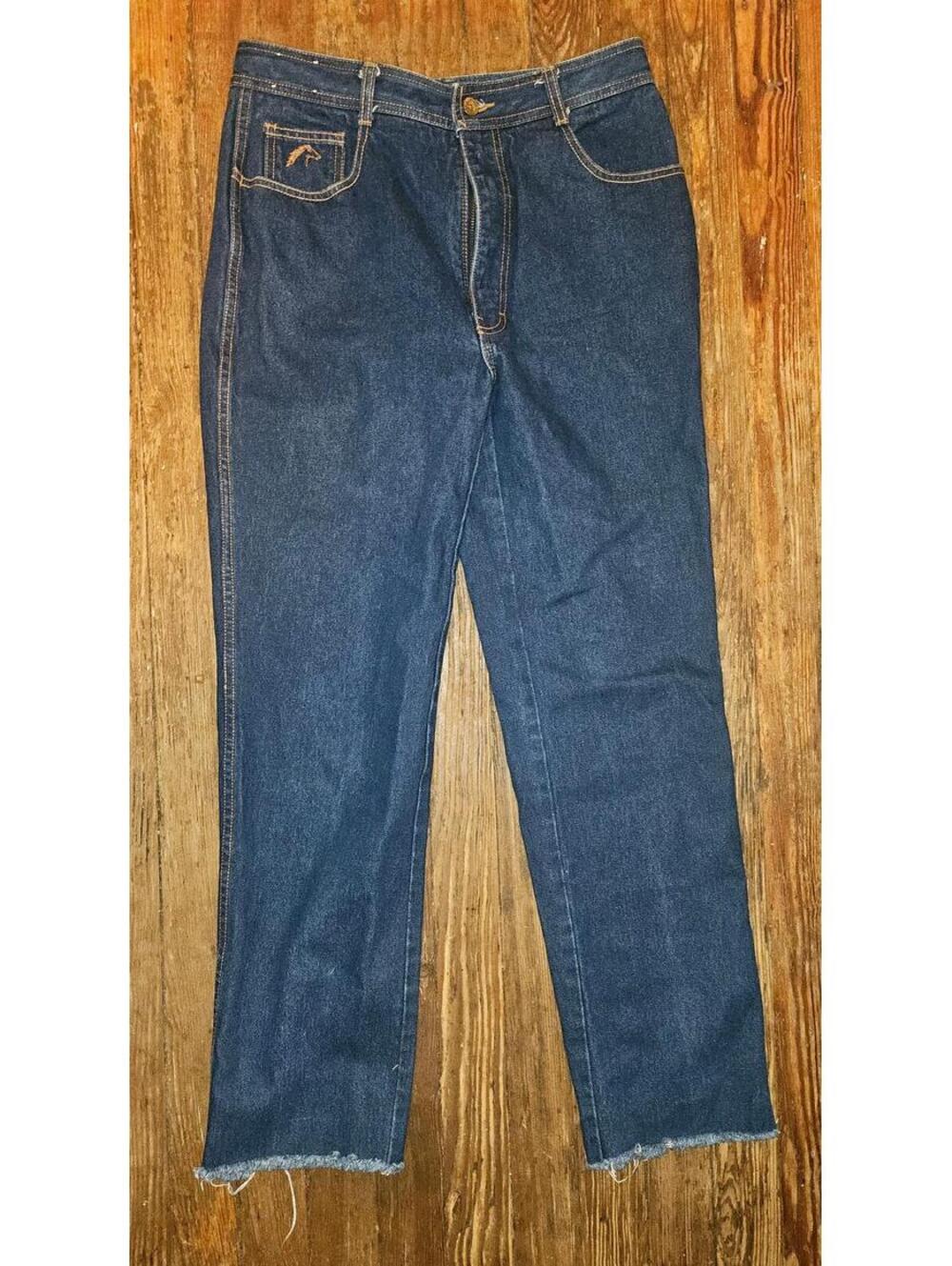 Jordache Jeans Mens 34W L - Blue Jeans Denim Horse Head Logo USA Vintage EUC
